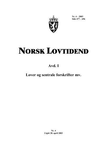 NORSK LOVTIDEND - Lovdata