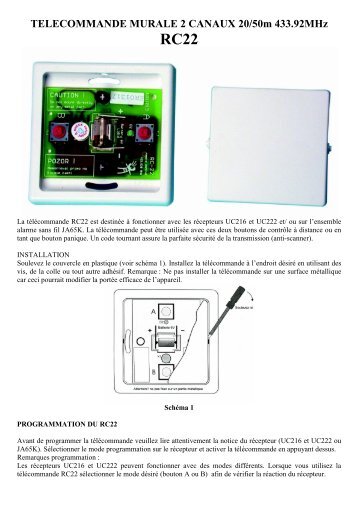 TELECOMMANDE MURALE 2 CANAUX 20/50m ... - Transplanet