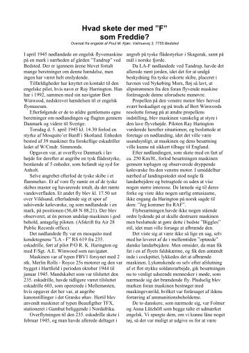 Hvad skete der med ”F” som Freddie? - Allierede flyvere 1939-45 DK
