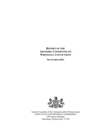 report of the advisory committee on wrongful convictions - Joint State ...