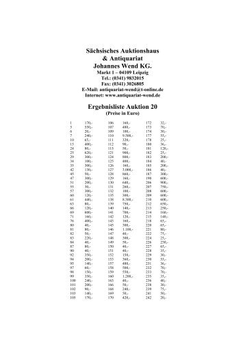 Ergebnisliste Auktion 20 - Sächsisches Auktionshaus und ...