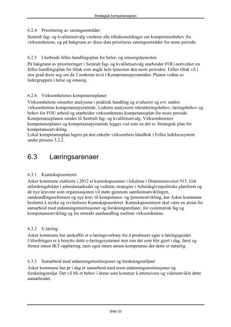 Strategisk plan for kompetanseutvikling i Helse ... - Asker kommune