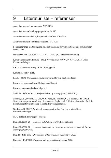 Strategisk plan for kompetanseutvikling i Helse ... - Asker kommune