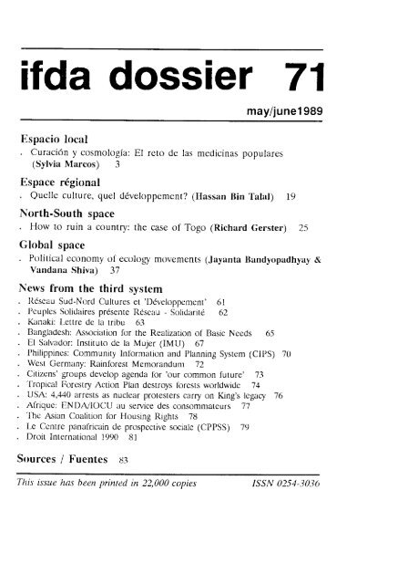 Ifda dossier 71, May/June 1989