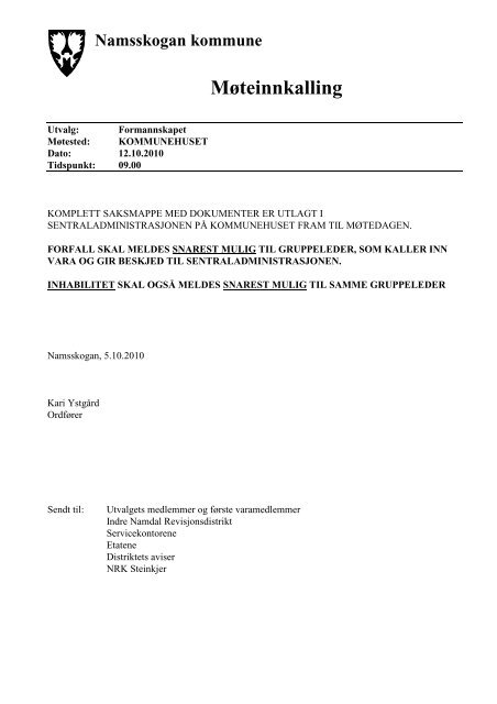 Namsskogan kommune - IKT Indre Namdal IKS