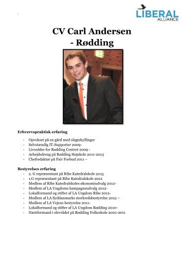 CV Carl Andersen - Rødding - Liberal Alliance Vejen