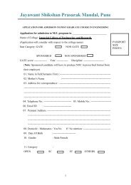 Admission Form for M.E - JSPM