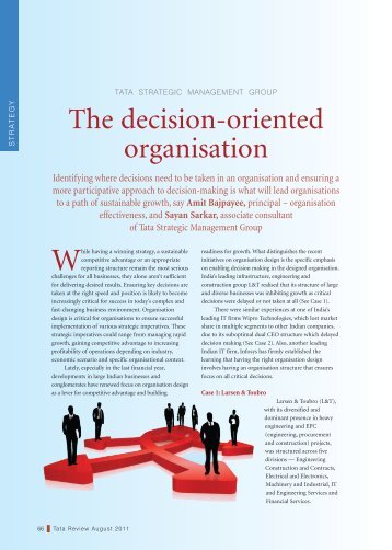 The decision-oriented organisation - Tata group