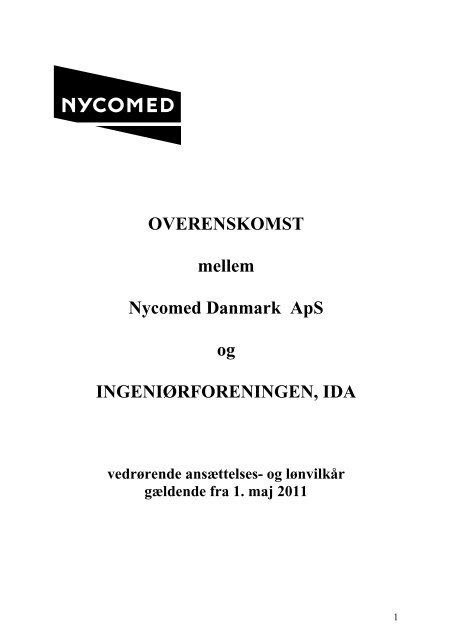 OVERENSKOMST mellem Nycomed Danmark ApS og ... - IDA
