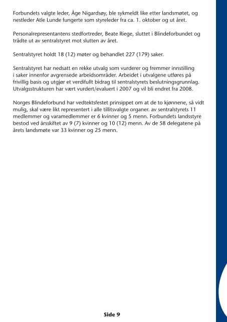 Årsmelding for 2007 - Norges Blindeforbund