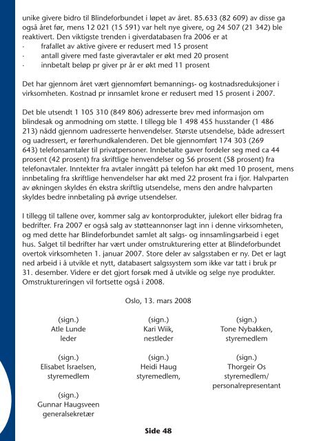 Årsmelding for 2007 - Norges Blindeforbund