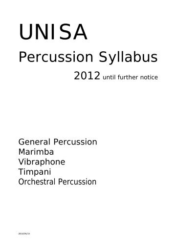 Percussion Syllabus - University of South Africa
