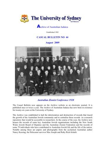 Bulletin 44 - Archive of Australian Judaica - University of Sydney
