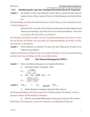 5.2.3 Das Massenwirkungsgesetz (MWG)