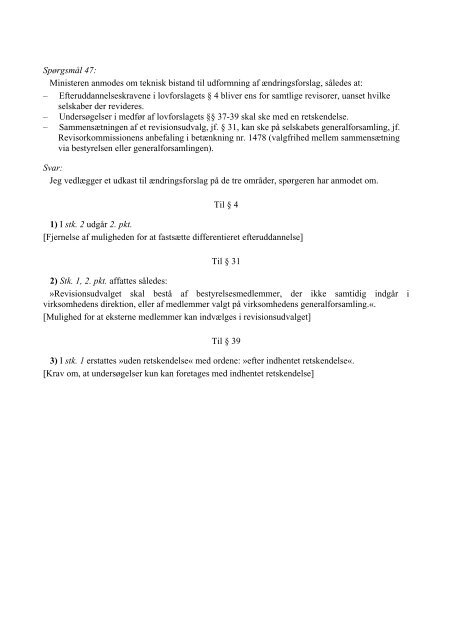 Forslag Lov om godkendte revisorer og revisionsvirksomheder ...