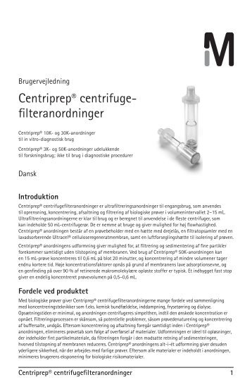 Centriprep® centrifuge- filteranordninger - Millipore