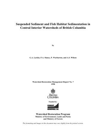 Suspended Sediment and Fish Habitat Sedimentation in Central ...