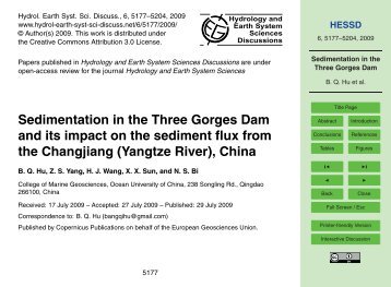 Sedimentation in the Three Gorges Dam - hessd