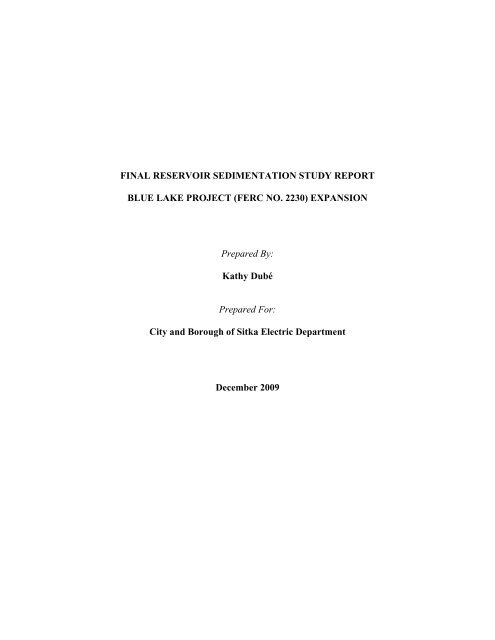 final Sedimentation Report - City and Borough of Sitka