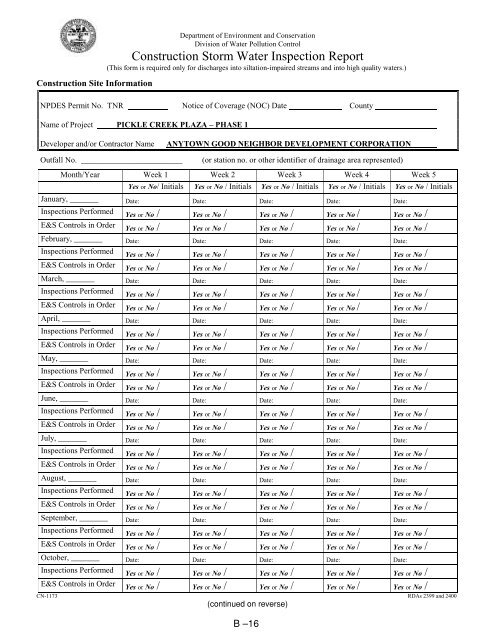 Appendix C Inspection Rep