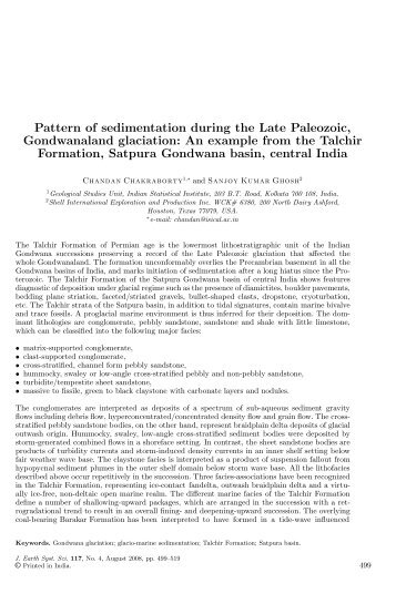 Pattern of sedimentation during the Late Paleozoic, Gondwanaland ...