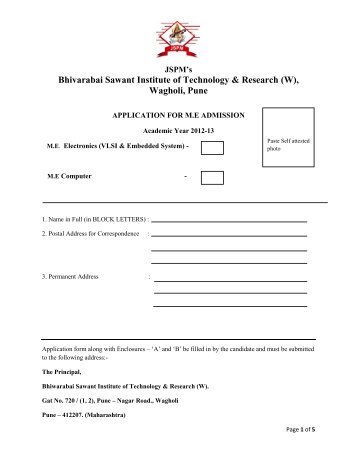 Bhivarabai Sawant Institute of Technology & Research (W ... - JSPM