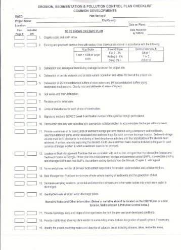 Erosion, Sedimentation & Pollution Control Plan Checklist for ...