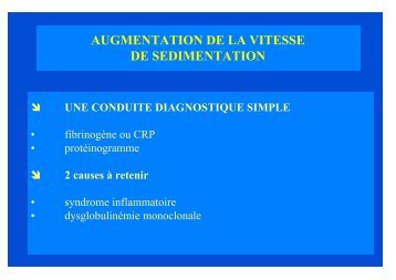 augmentation de la vitesse de sedimentation - FMC de Tours