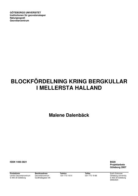 blockfördelning kring bergkullar i mellersta halland - Göteborgs ...