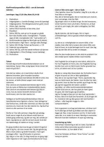 Konfirmationsprædiken, den 26. og 28. april 2013, v - Ulfborg Sogn