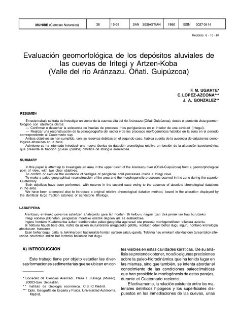 Evaluación geomorfológica de los depósitos aluviales de ... - Aranzadi