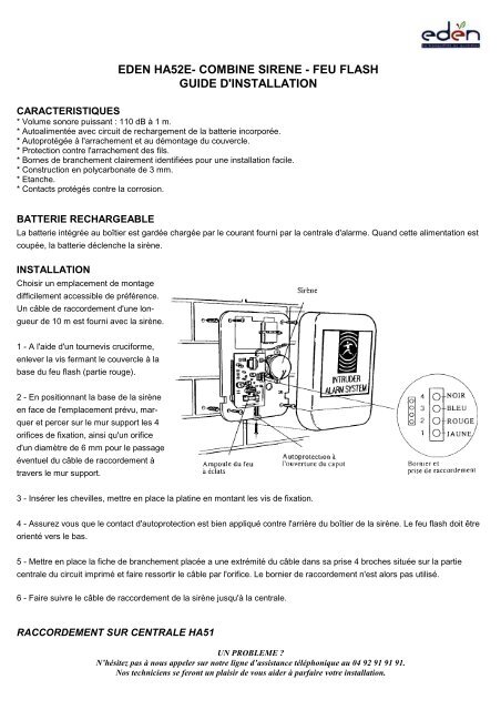 eden ha52e- combine sirene - feu flash guide d ... - JR International