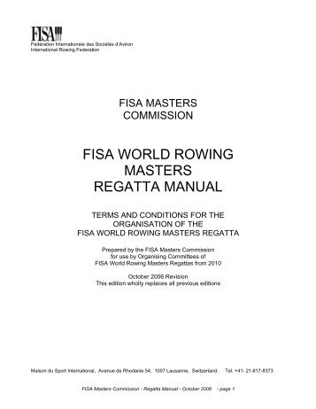 FISA WORLD ROWING MASTERS REGATTA MANUAL