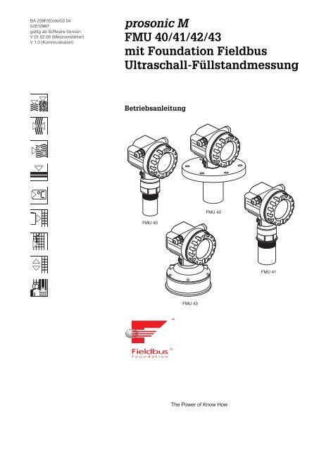 prosonic M FMU 40/41/42/43 mit Foundation Fieldbus Ultraschall ...