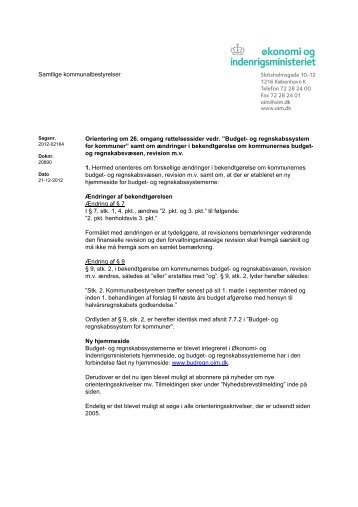 Orienteringsskrivelse af 21. december 2012 - Budget- og ...