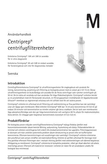 Centriprep® centrifugfilterenheter - Millipore