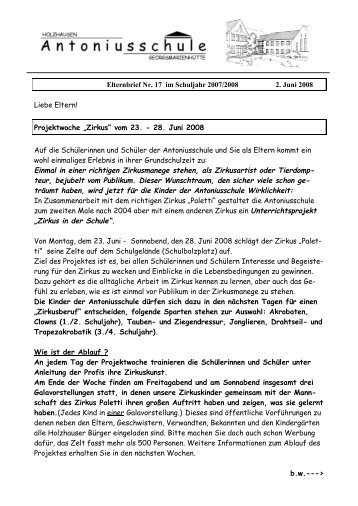 Elternbrief Nr. 17 im Schuljahr 2007/2008 2. Juni ... - Antoniusschule