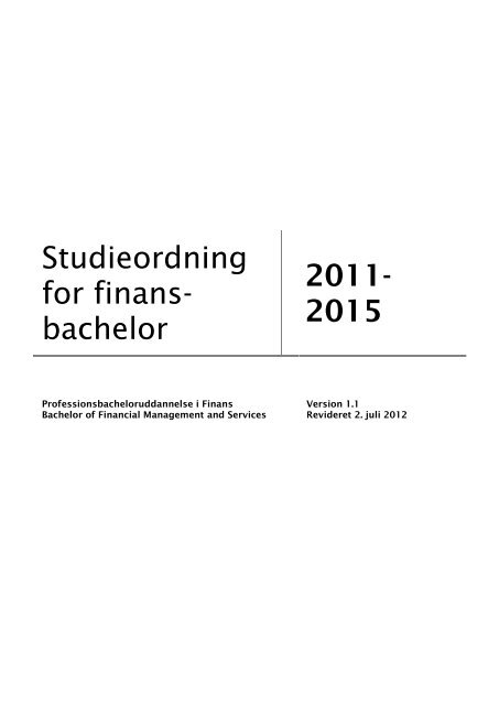 Studieordning for Finans-bachelor - Erhvervsakademi Aarhus