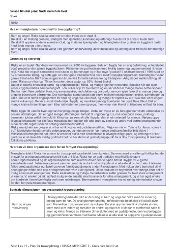 Trosopplæringsplan for Riska Menighet - Riska Kirke
