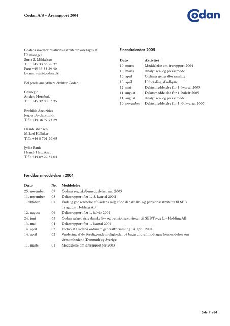 koncernen Årsrapport for 2004 - Codan Forsikring A/S