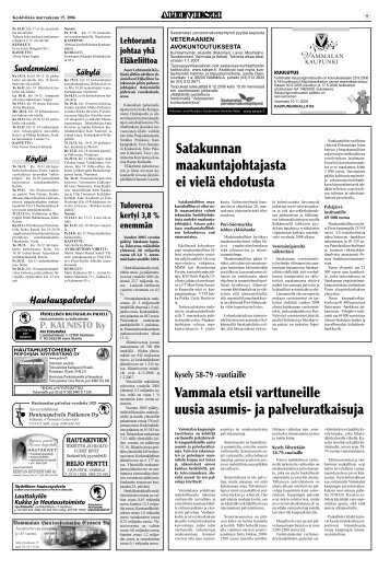 Satakunnan maakuntajohtajasta ei vielä ehdotusta Vammala etsii ...