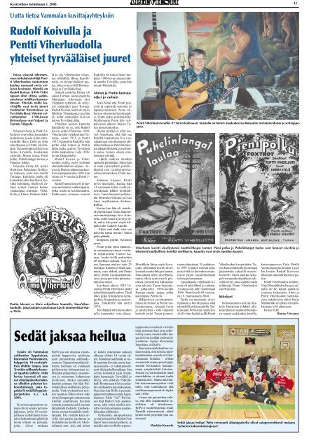 Sedät jaksaa heilua