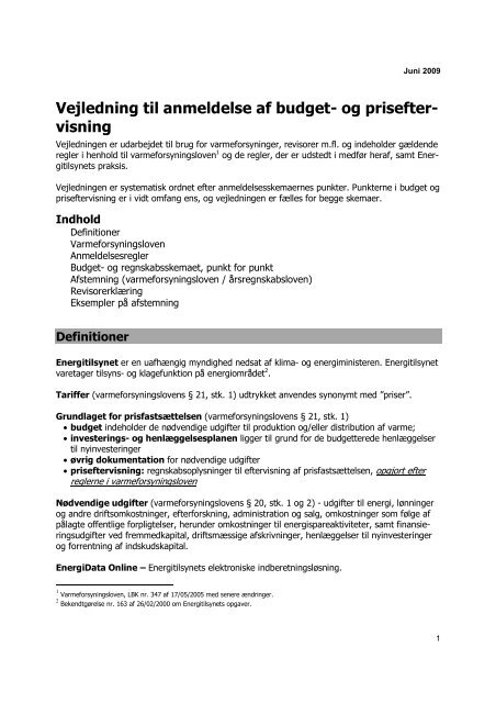 importere Høre fra Outlaw Vejledning til anmeldelse af budget- og priseftervisning - Energitilsynet