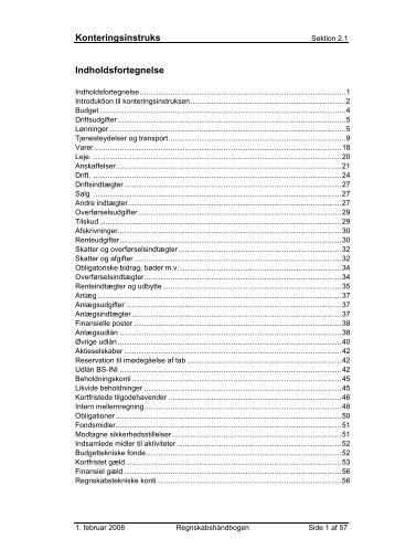 Konteringsinstruks Indholdsfortegnelse