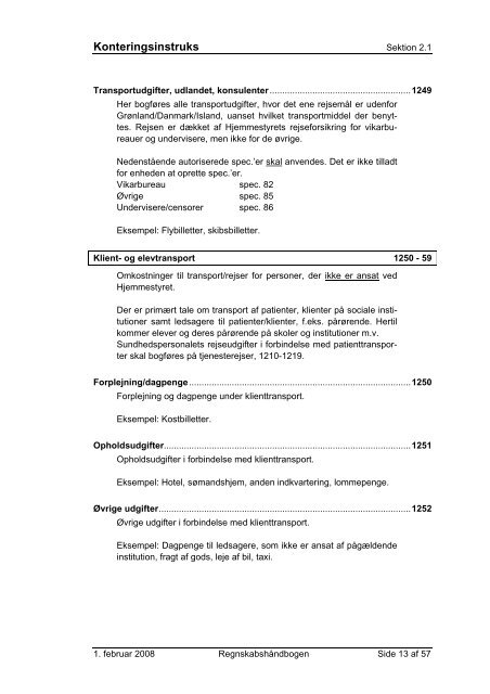 Konteringsinstruks Indholdsfortegnelse