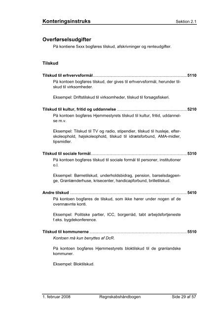 Konteringsinstruks Indholdsfortegnelse