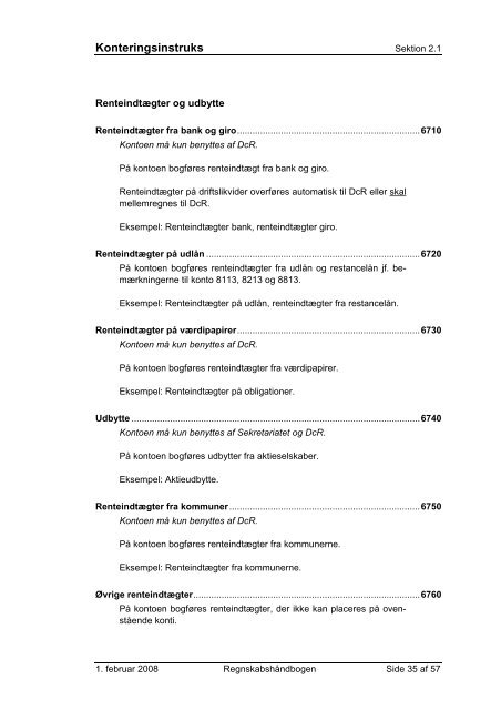 Konteringsinstruks Indholdsfortegnelse