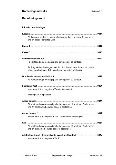 Konteringsinstruks Indholdsfortegnelse