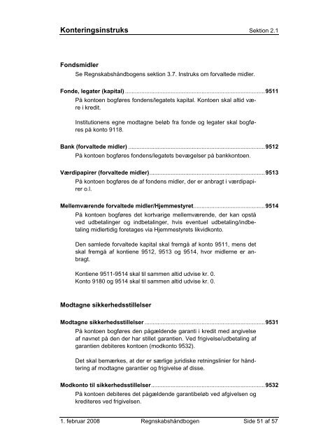 Konteringsinstruks Indholdsfortegnelse