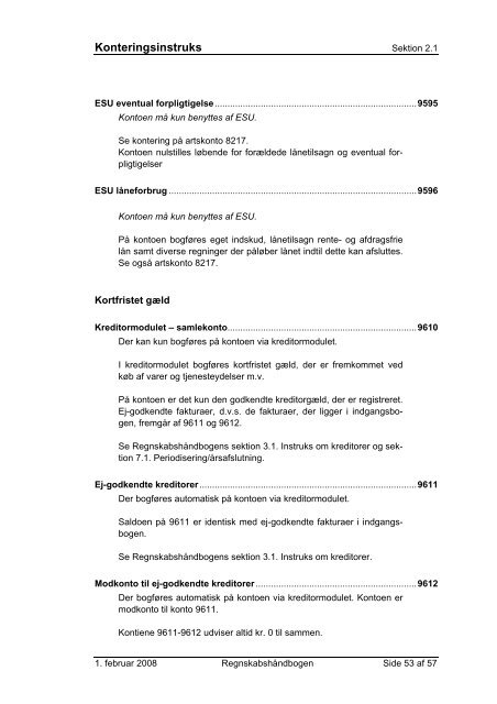 Konteringsinstruks Indholdsfortegnelse